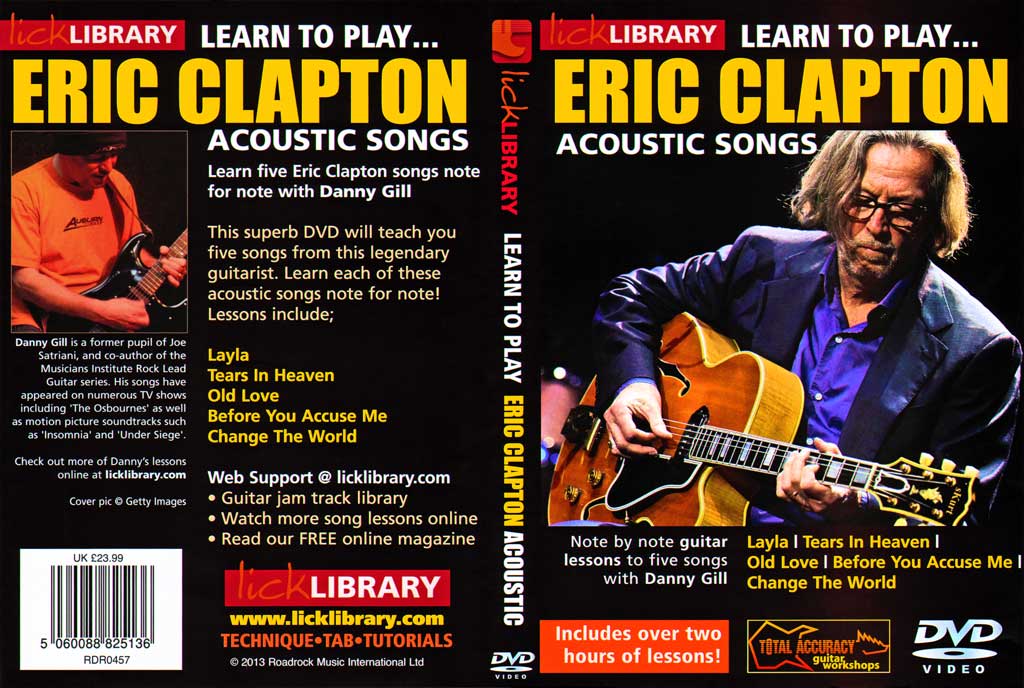 Lick Library – Learn To Play – Eric Clapton – Acoustic Songs + Jamtrax – DVD (2013) 最伟大的吉他手之一吉他课程