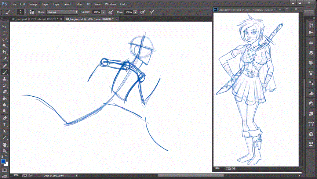 Sketching Dynamic Action Poses in Photoshop