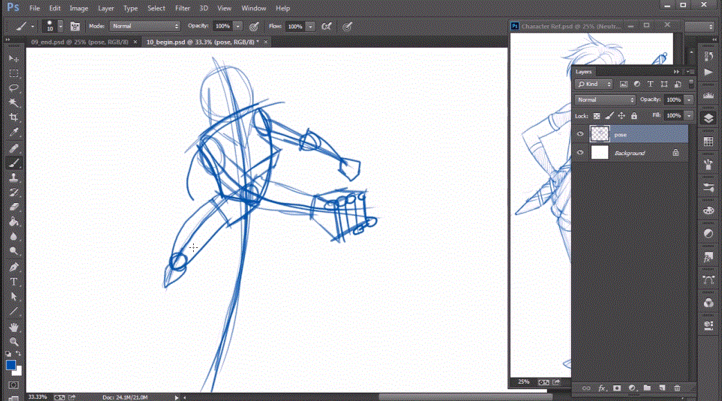 Sketching Dynamic Action Poses in Photoshop