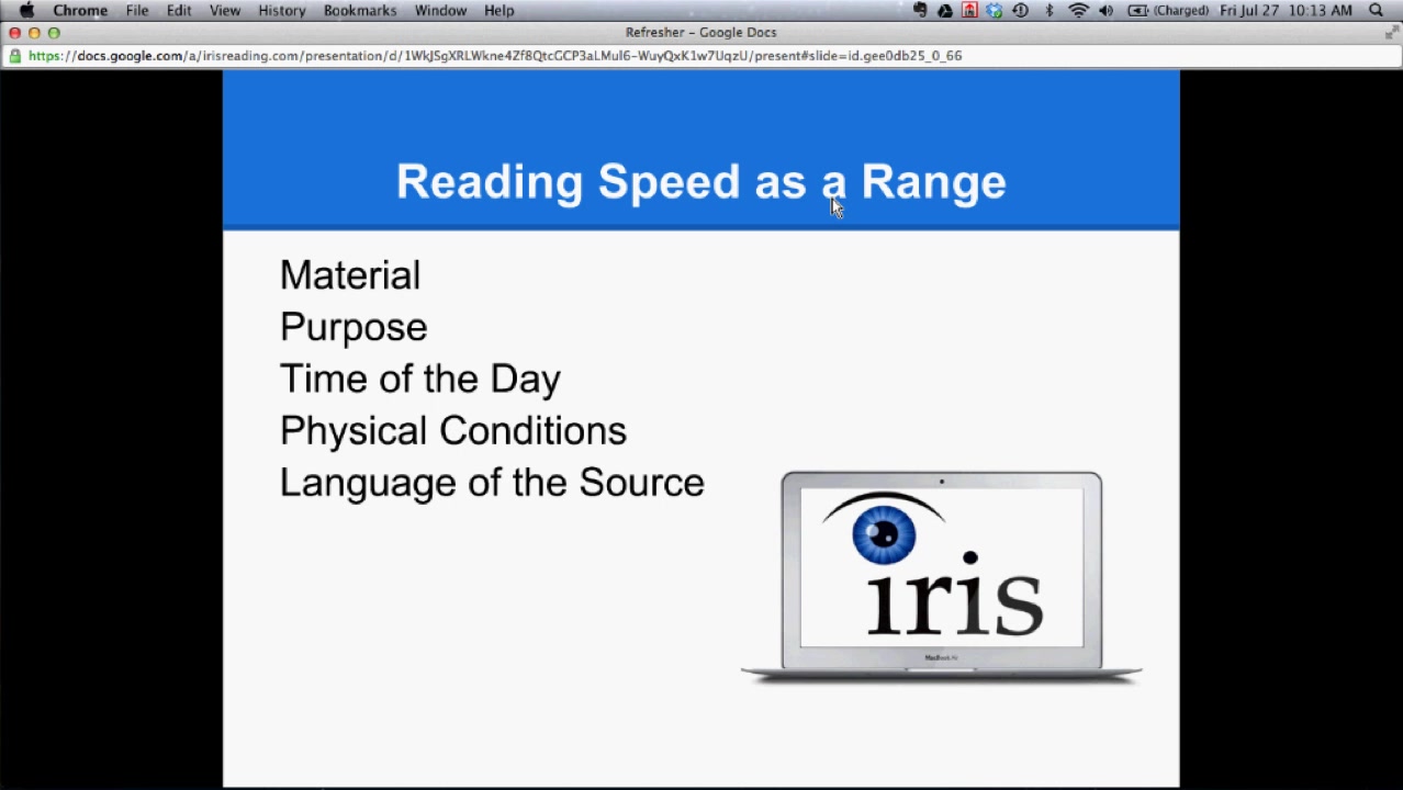 Iris Reading - Speed Reading Mastery Course