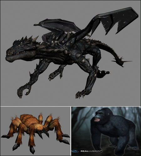 Dragon ,Spider , Gorilla 