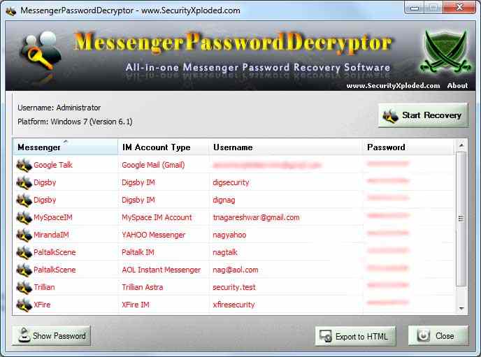 Messenger Password Decryptor 7.0 Final