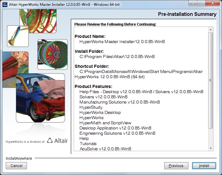 Altair HyperWorks (64bit) 12.0.0.85 for Windows 8