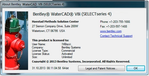 Bentley WaterCAD V8i (SELECTSeries 4) 08.11.04.58