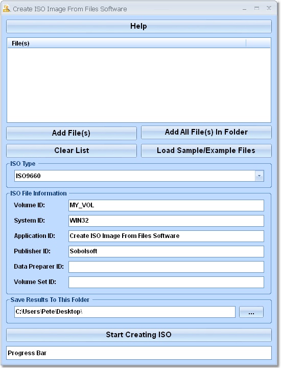 Create ISO Image From Files Software 7.0