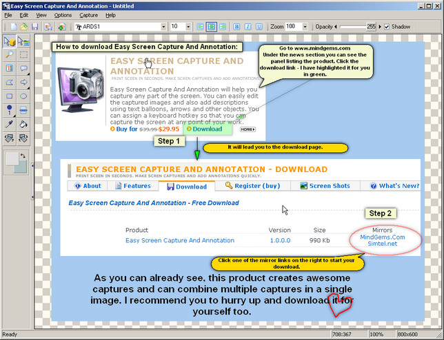 Mindgems Easy Screen Capture and Annotation 3.0