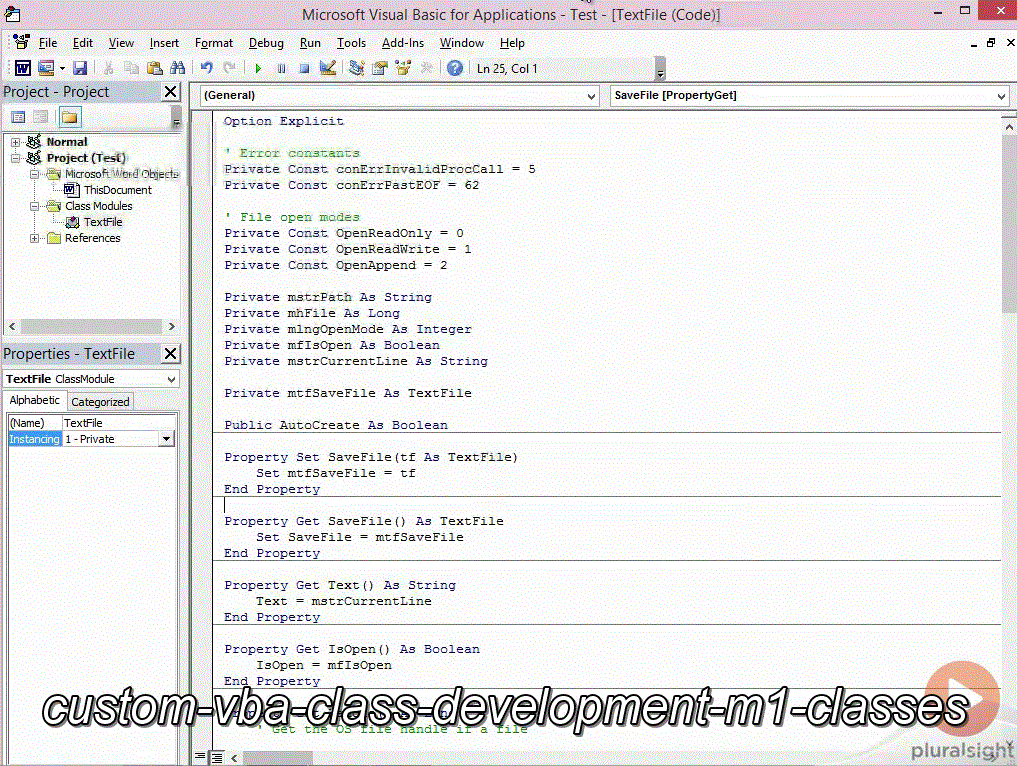 Custom VBA Class Development