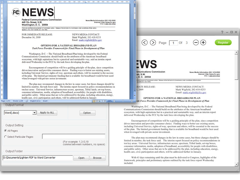 Lighten PDF to Word Converter 3.2.0