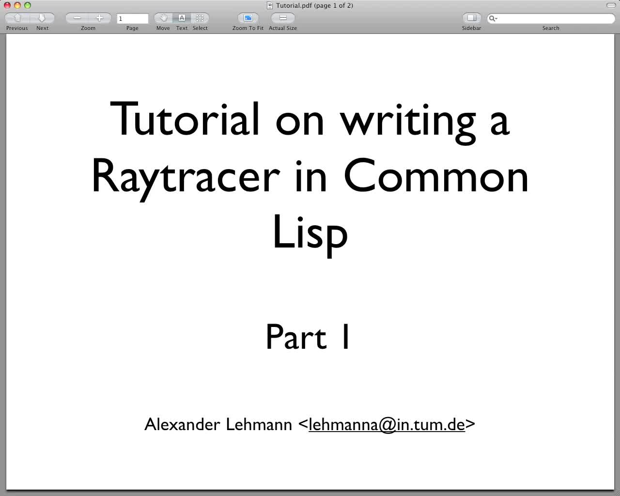 Alexander Lehmann - Writing a simple raytracer in Common Lisp