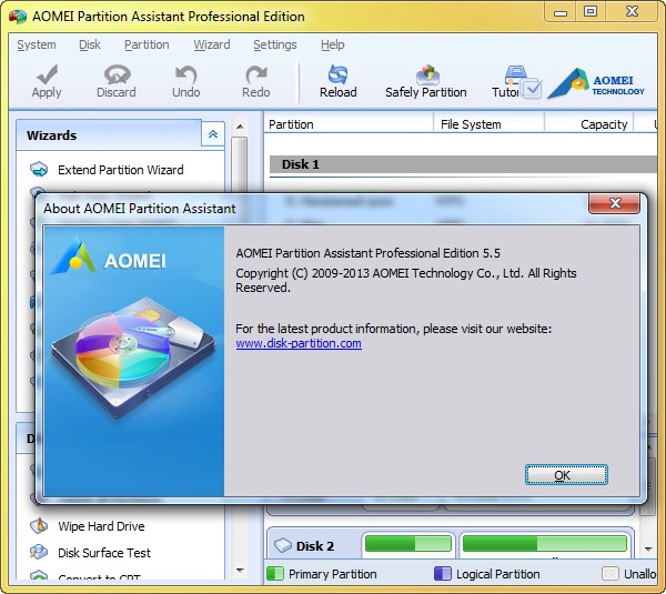 AOMEI Partition Assistant Professional Edition 5.5