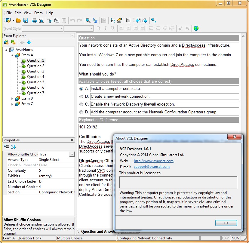 Avanset VCE Exam Simulator Pro 1.0.1