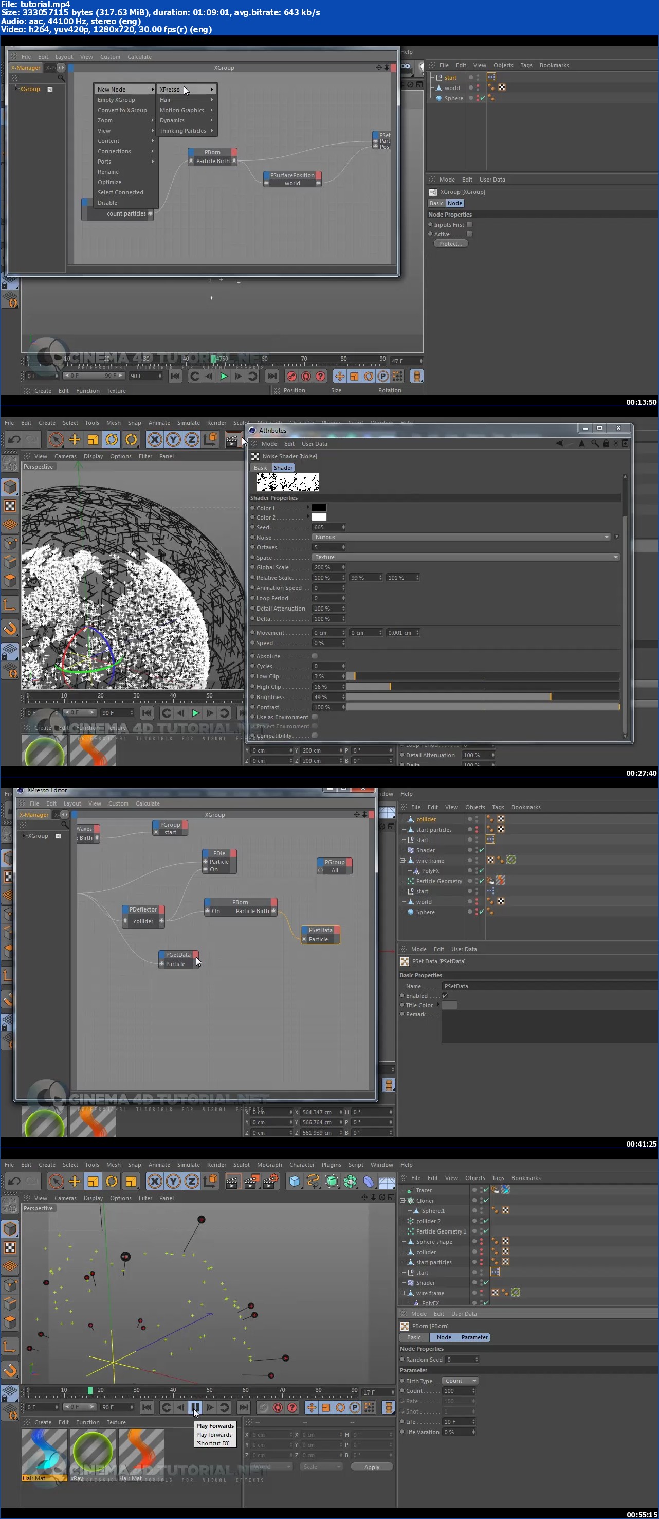 Cinema4dtutorial.net - branching network 2.0 with thinking particles