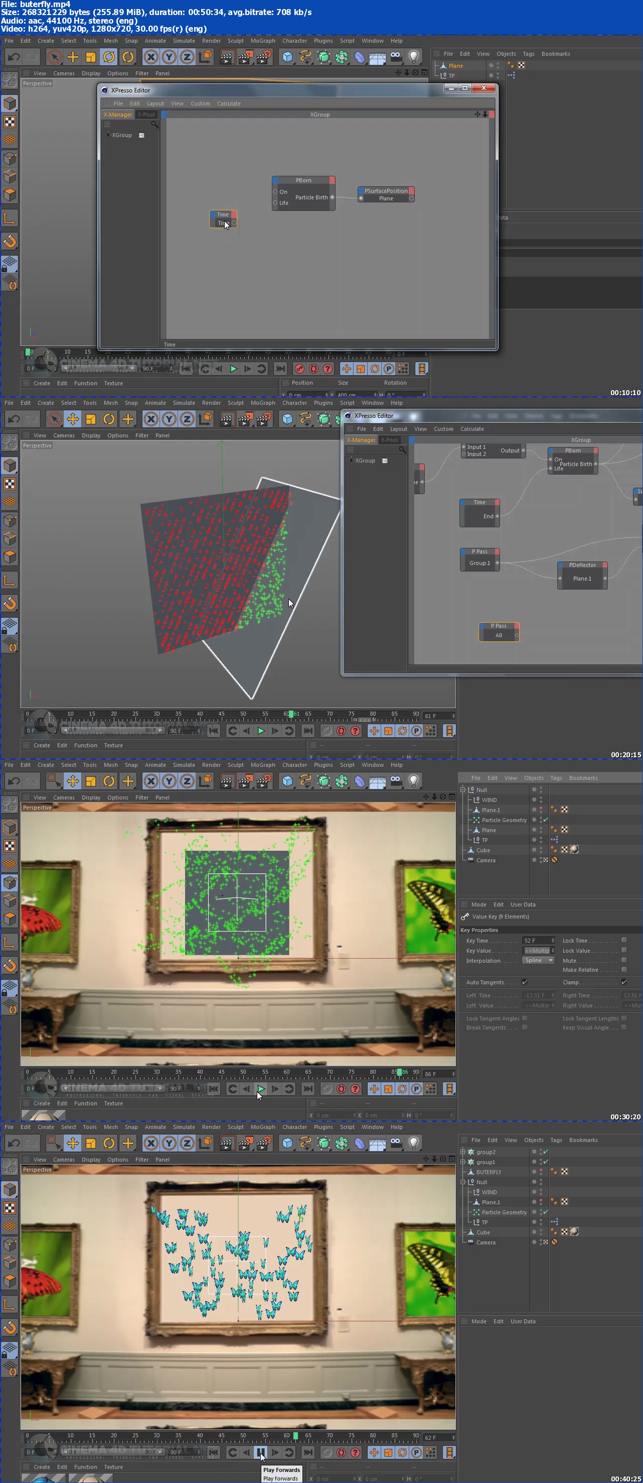 Cinema4dtutorial - butterfly thinking particles xpresso c4d tutorials