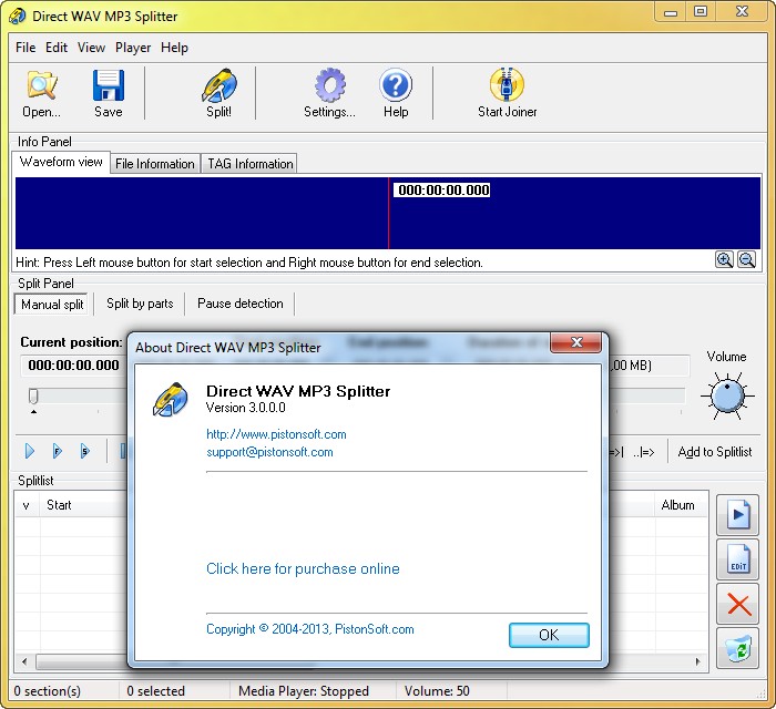 Direct WAV MP3 Splitter 3.0