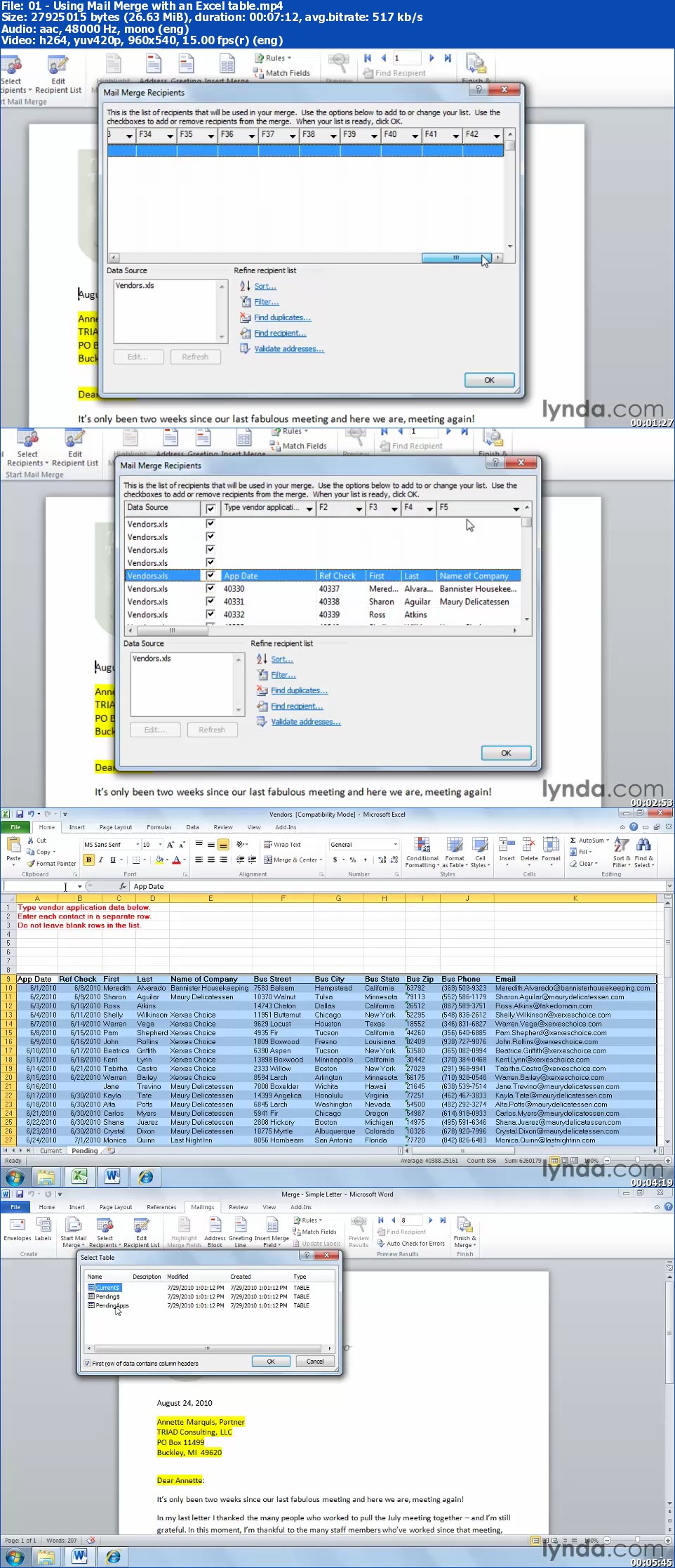 Lynda - Word 2010 Mail Merge in Depth with Gini Courter