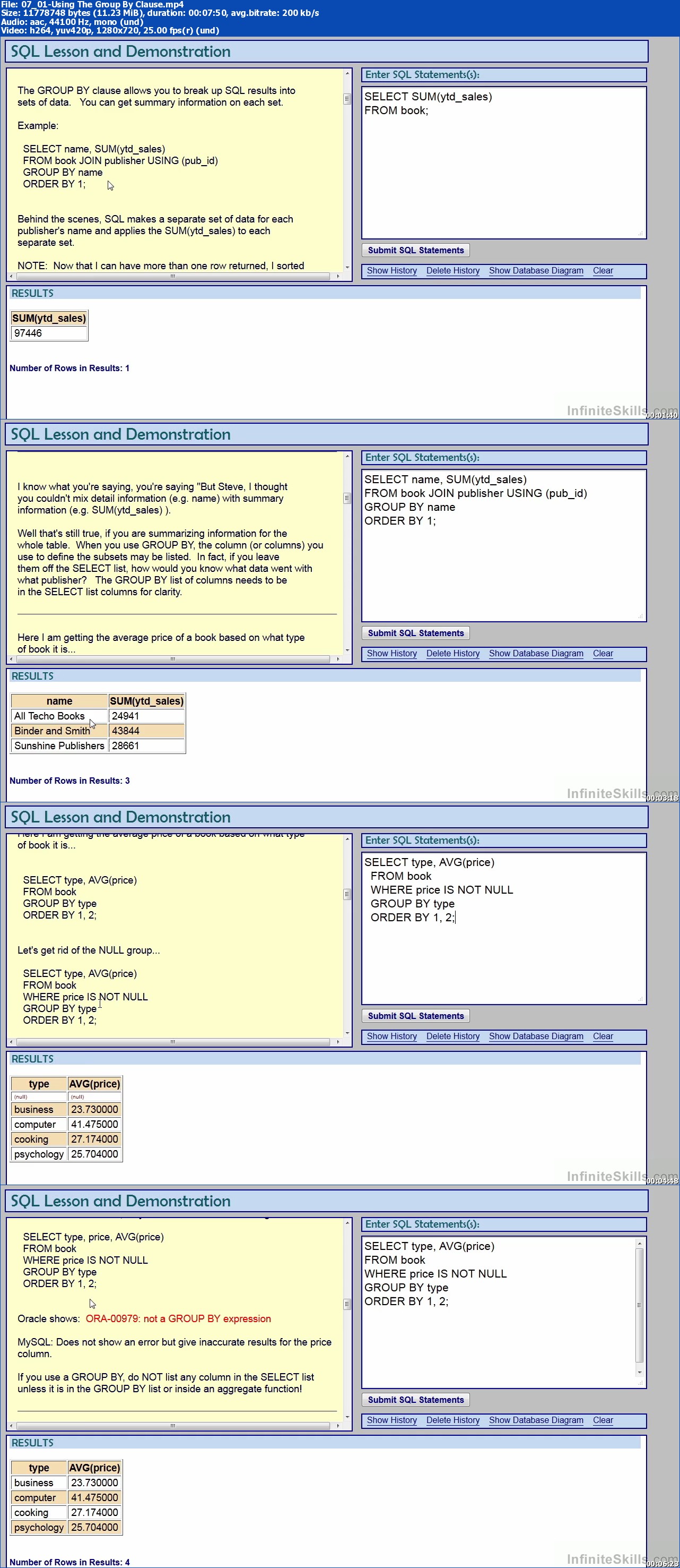 InfiniteSkills - Learning SQL For Oracle Training Video