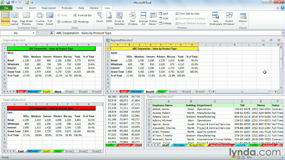 Excel 2010: Managing Multiple Worksheets and Workbooks