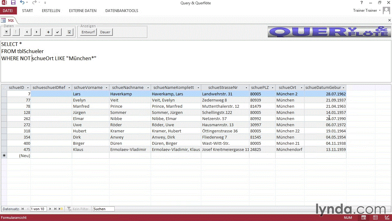  Access: Abfragen mit SQL Daten auswählen und manipulieren