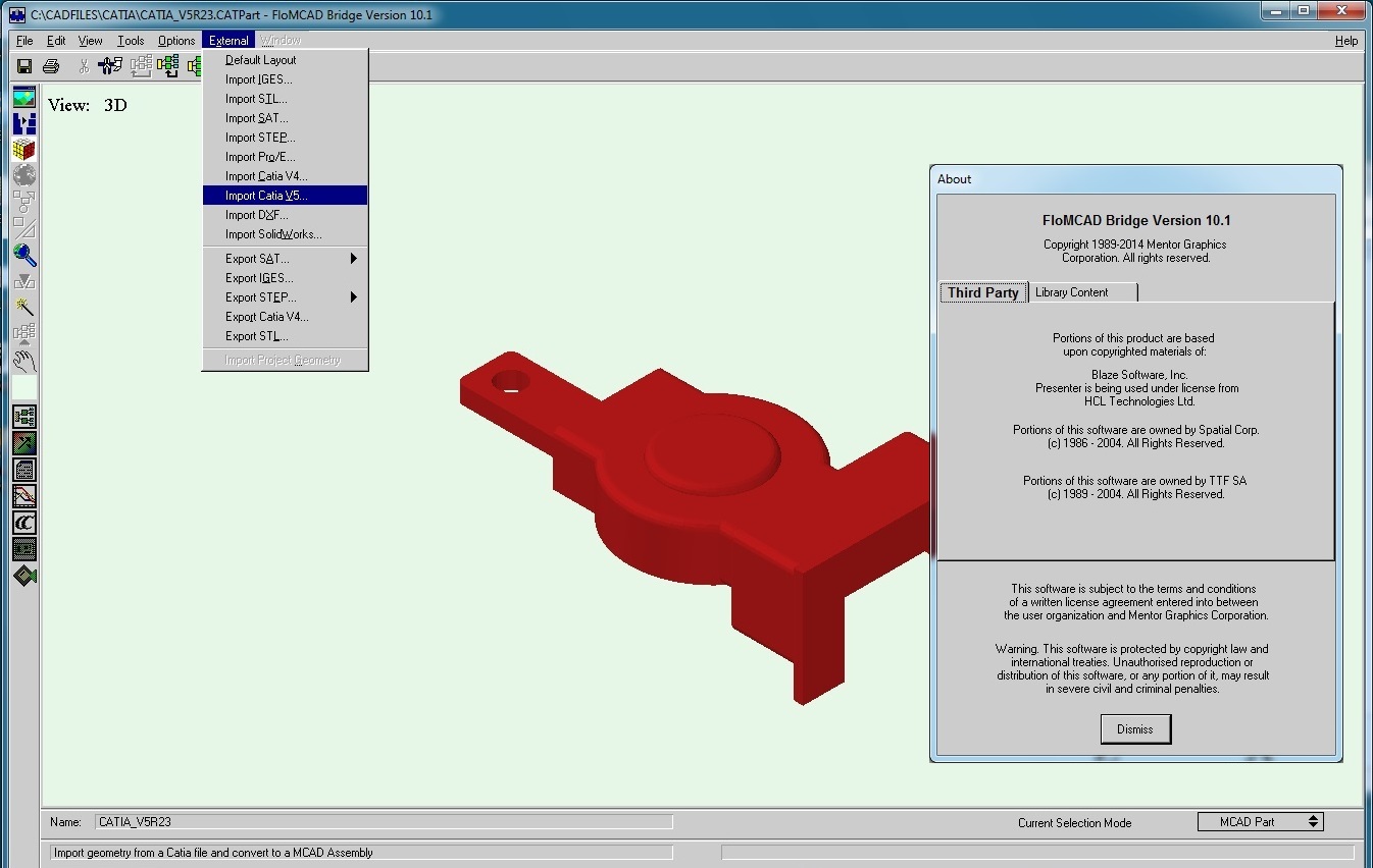 Mentor Graphics FloMCAD Bridge CATIAV5 support for FloTHERM 10.1