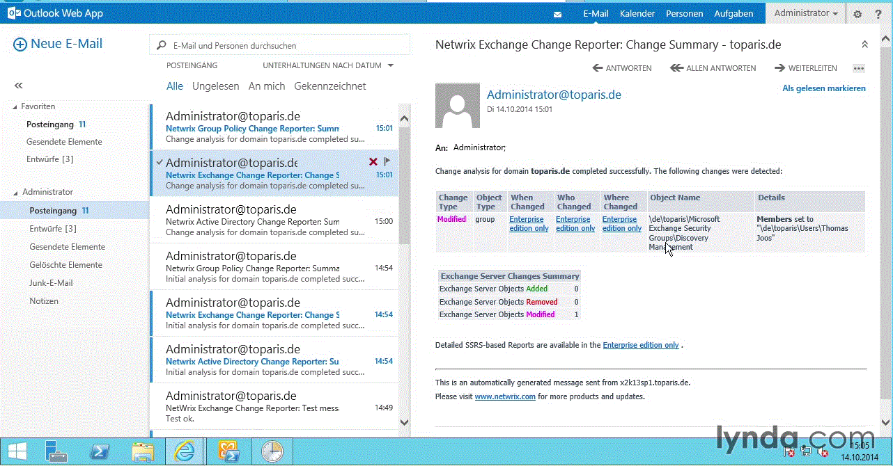  Exchange Server 2013 SP1: Überwachung Monitoring mit internen und externen Tools