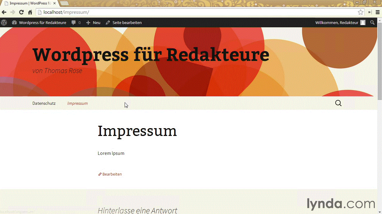  WordPress für Redakteure Texte und Bilder erstellen und bearbeiten, Kommentarfunktion nutzen