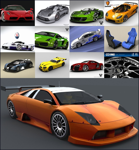 11 Sports Cars Max2009 Vray & Mr