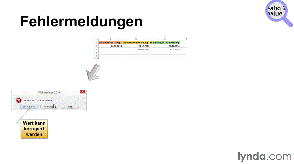  Excel 2013: Gültigkeitsregeln und Datenvalidierung Eingabefehler vermeiden