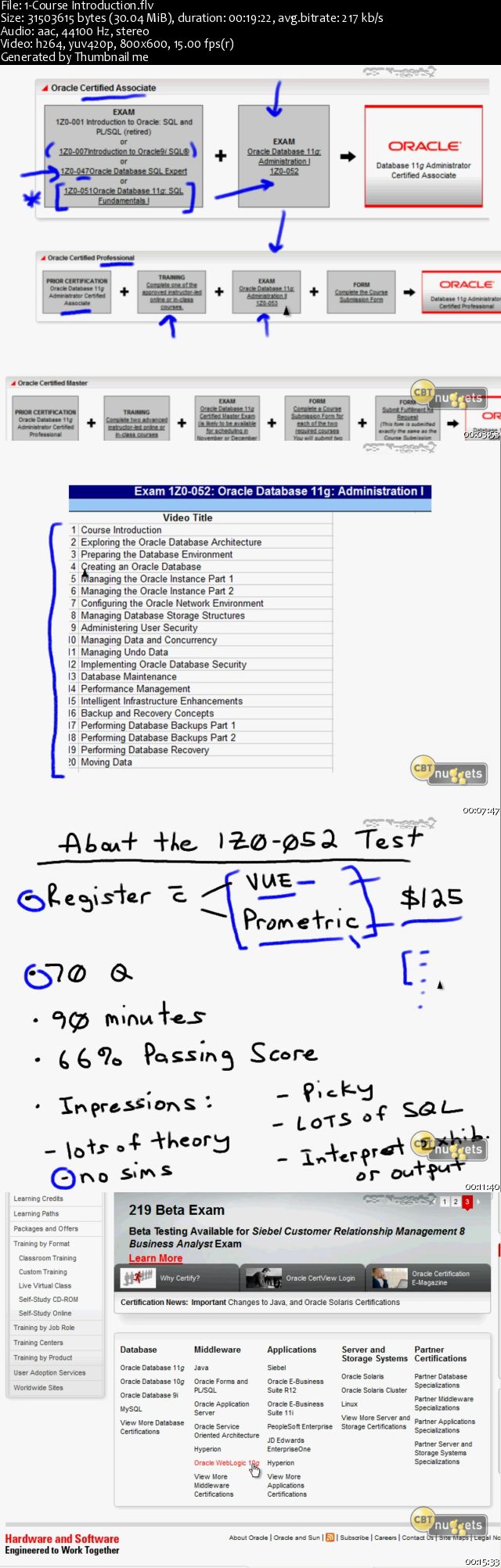 CBTnuggets - Oracle Database 11g DBA 1 1Z0-052 [Repost]