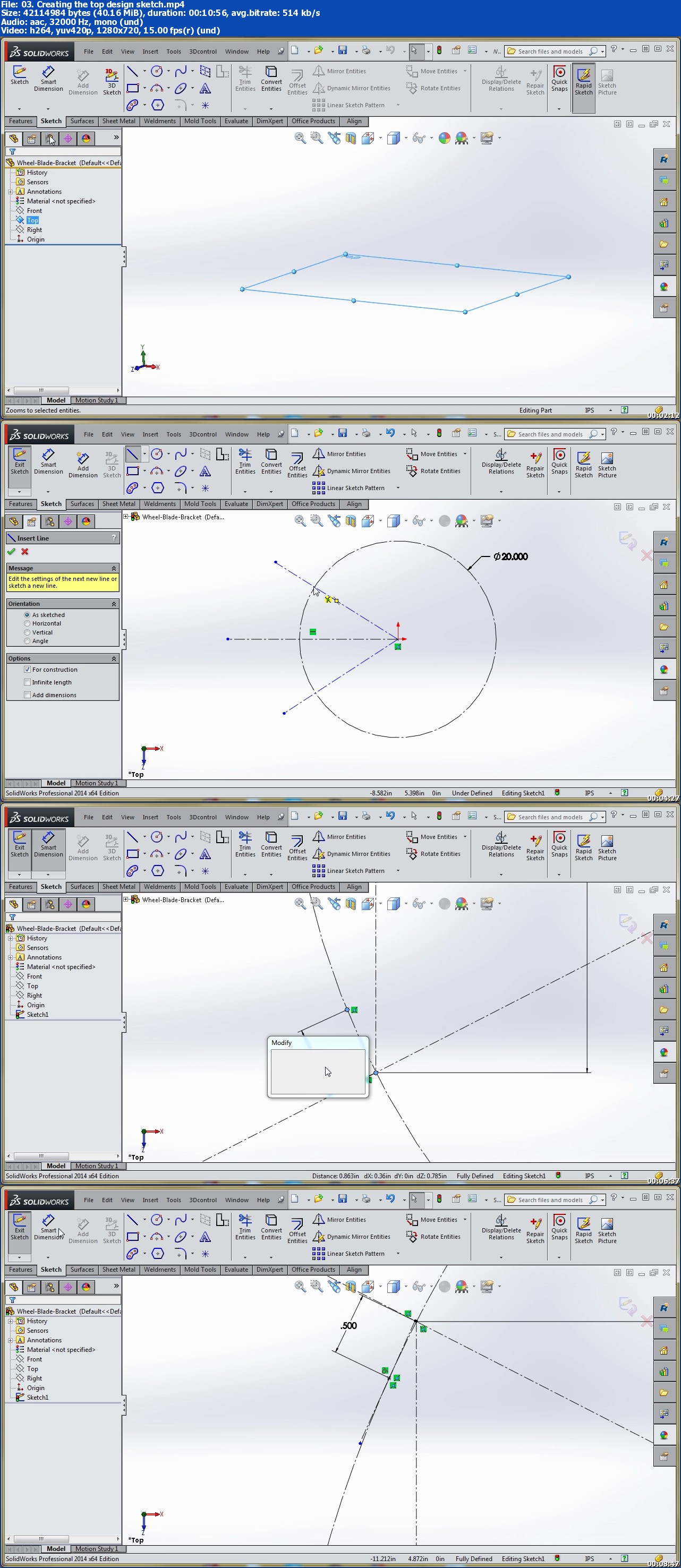 Creating a Wheel Blade Bracket in SolidWorks