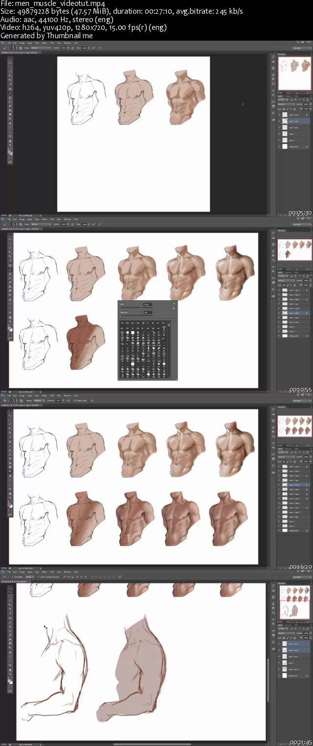 Sakimichan Male muscle step by step tutorial