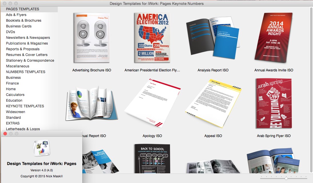 Design Templates for iWork 4.0 Mac OS X