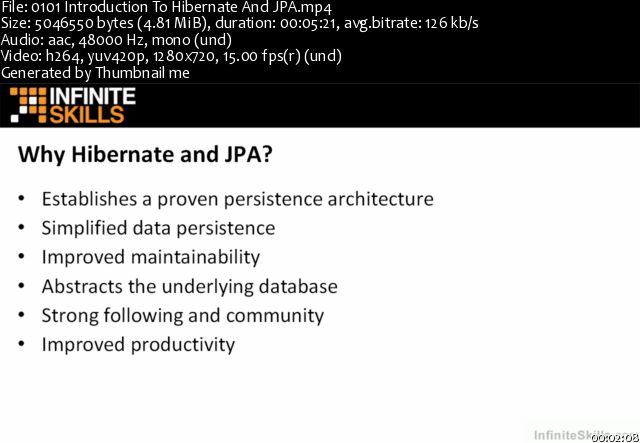 Hibernate and Java Persistence API (JPA) Fundamentals Training Video