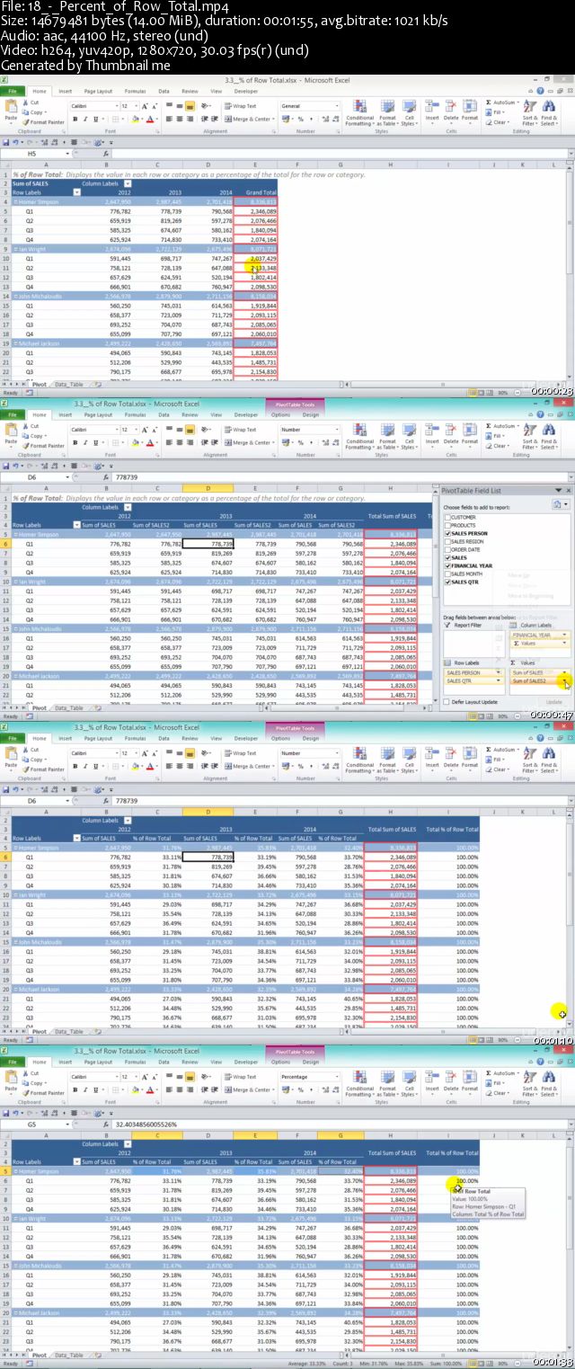 Excel With Excel Pivot Tables: Value Field Settings