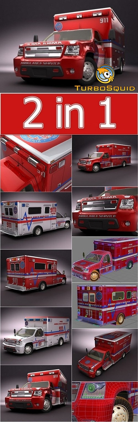 Turbosquid 3D Model: Emergency Ambulance Truck 2in1