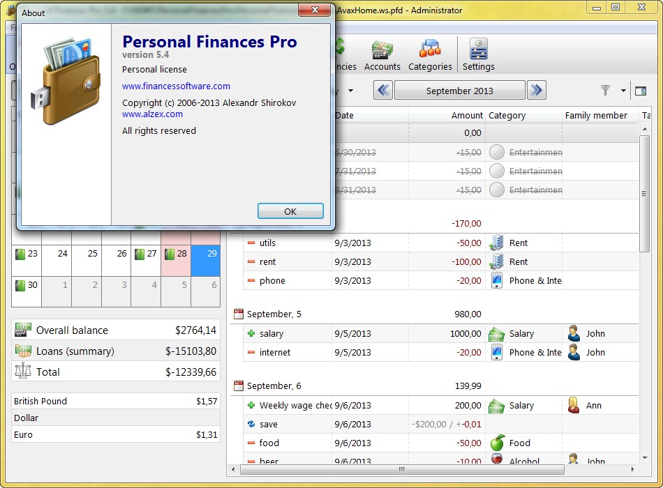 Personal Finances Pro 5.4 + Portable