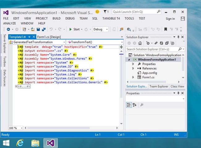 Tangible T4 Editor 2.2.4 with Modeling Tools for VS 2013