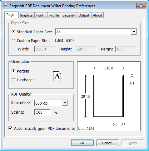 Rogosoft PDF Document Writer 7.2