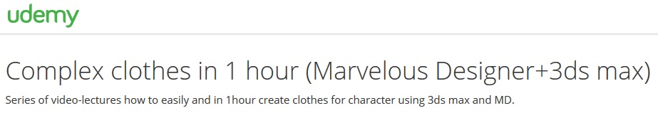 Complex clothes in 1 hour (Marvelous Designer+3ds max)