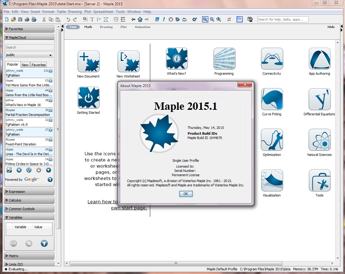 Maplesoft Maple 2015.1