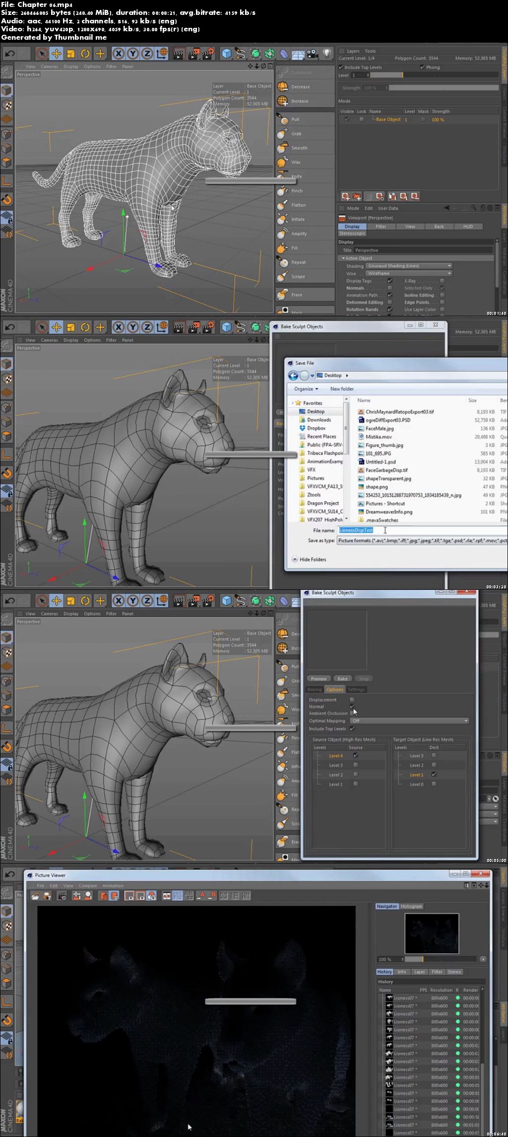 Cinema 4D Quadruped Model UV Texturing Rigging