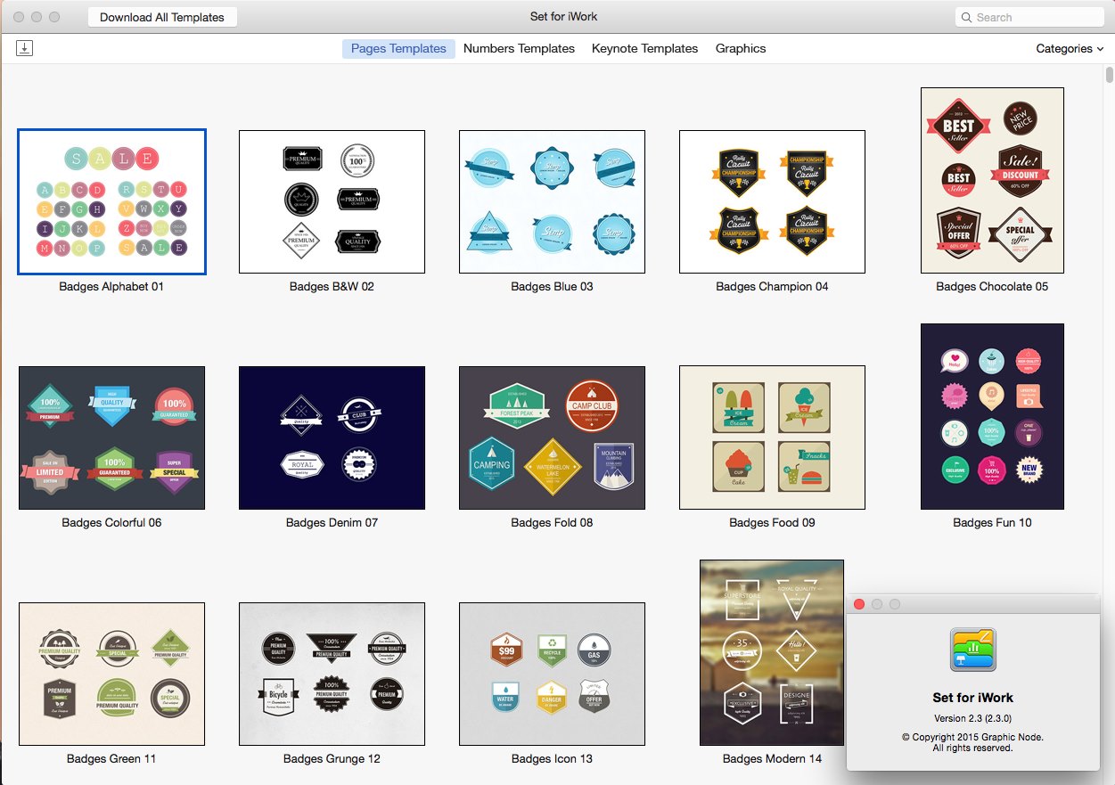 Set for iWork 2.3 Mac OS X