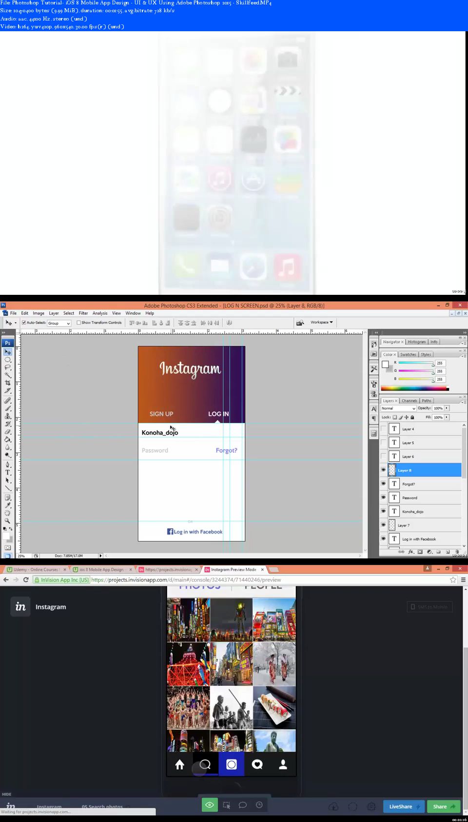 iOS 8 Mobile App Design - UI & UX Using Adobe Photoshop 2015