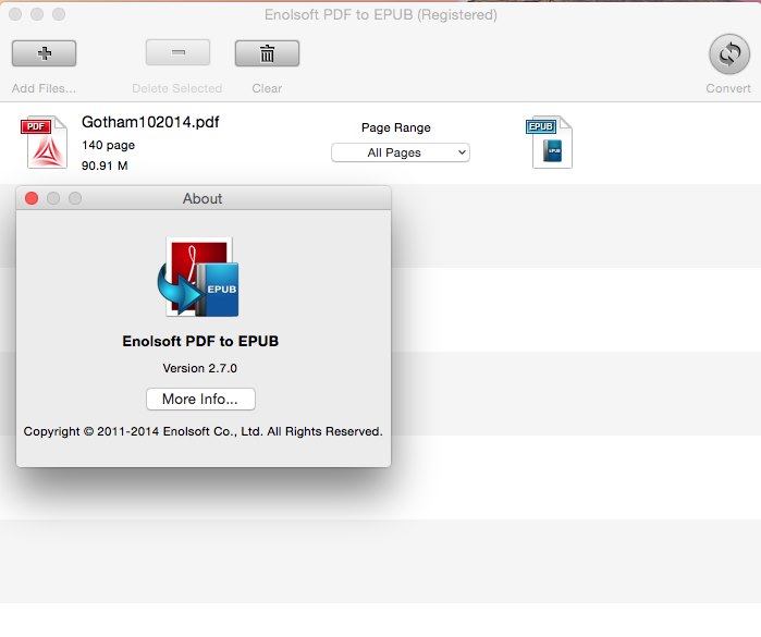 Enolsoft PDF to EPUB for Mac 2.7.0