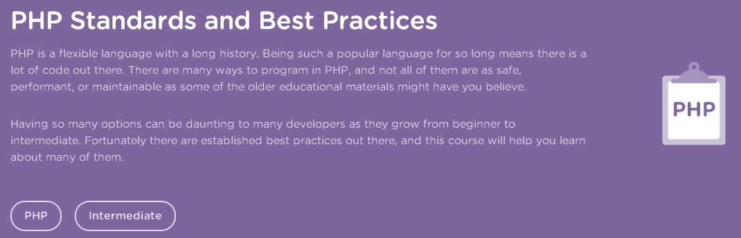 Teamtreehouse - PHP Standards and Best Practices