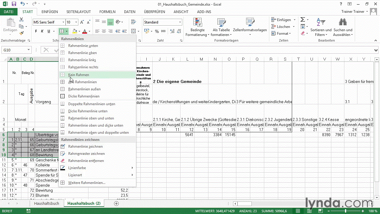  Excel-Workshop: Kassenbuch Einnahmen und Ausgaben im Überblick