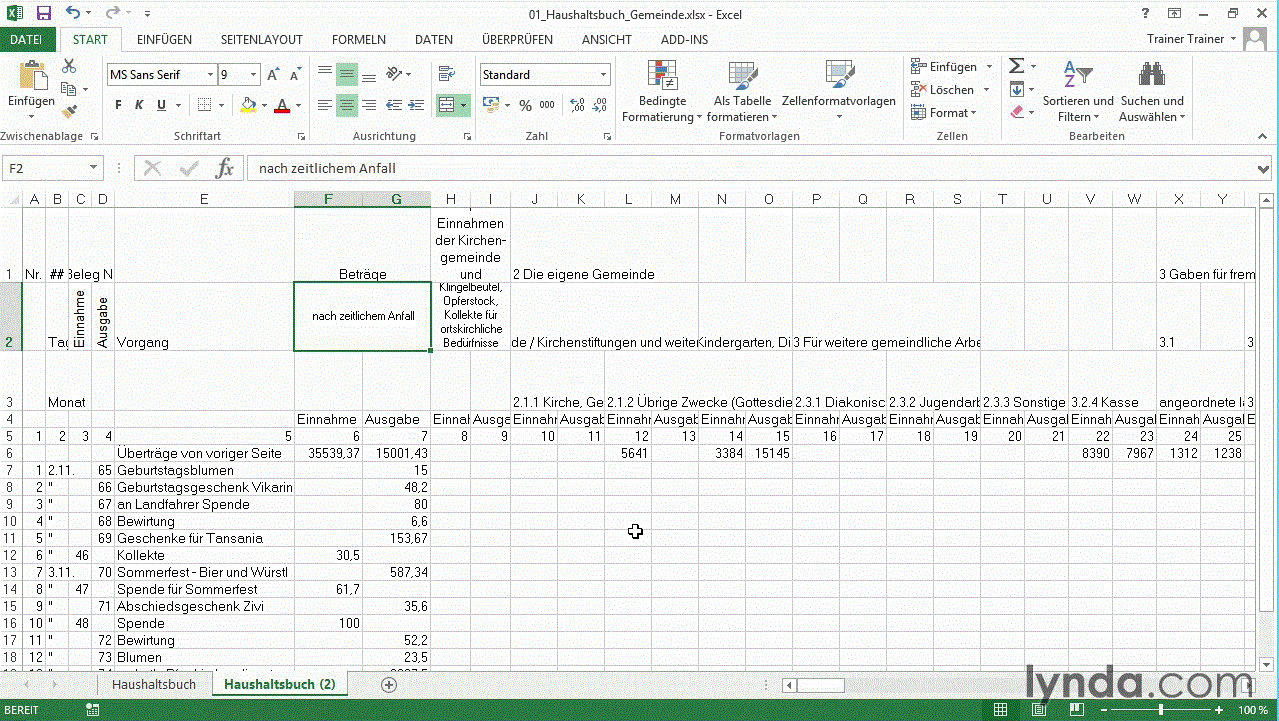  Excel-Workshop: Kassenbuch Einnahmen und Ausgaben im Überblick