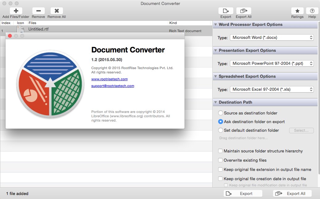 RootRise Document Converter 1.2 Mac OS X