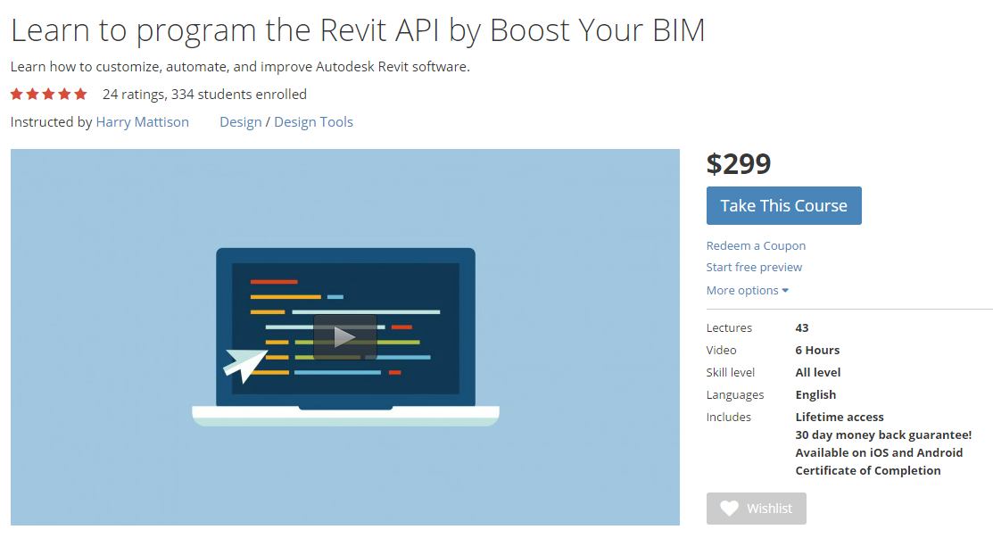 Udemy: Learn to program the Revit API by Boost Your BIM (2015)