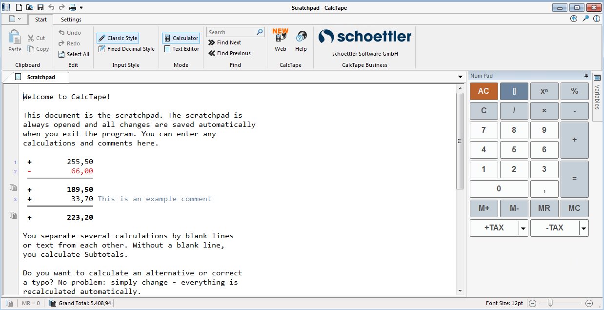 Schoettler CalcTape Business 5.3.1 Multilingual