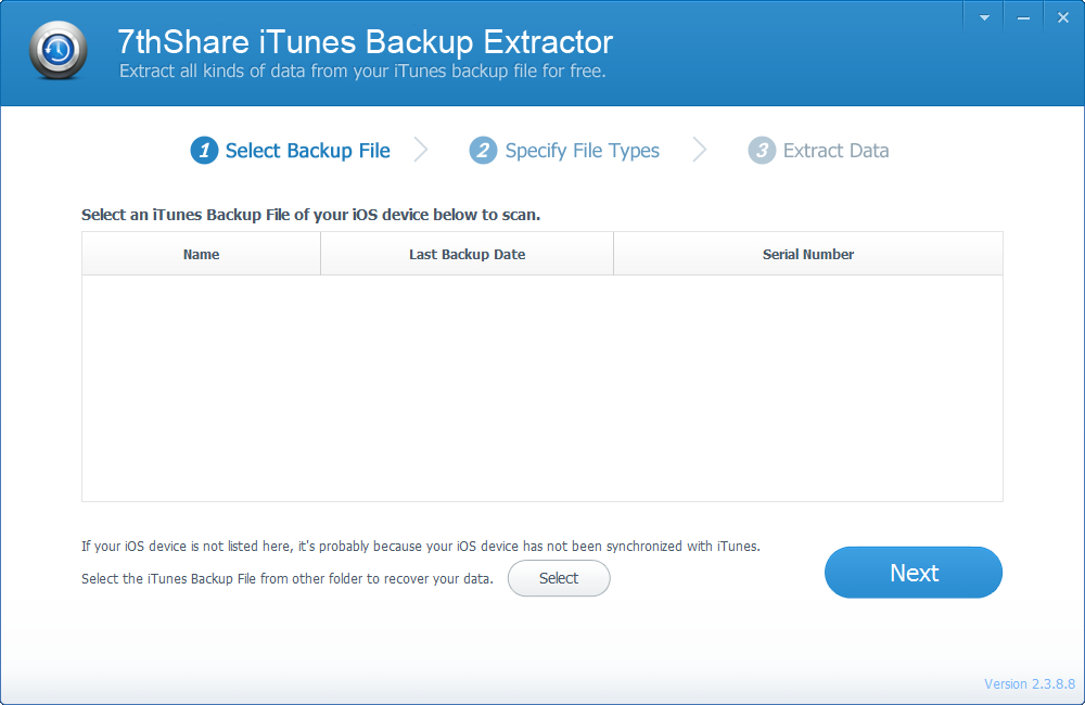 7thShare iTunes Backup Extractor 2.8.8.8